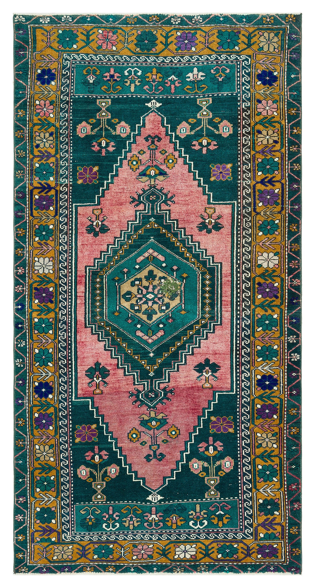 Natural Anatolium Turkish Vintage Rug 3'5'' x 6'7'' ft 105 x 201 cm