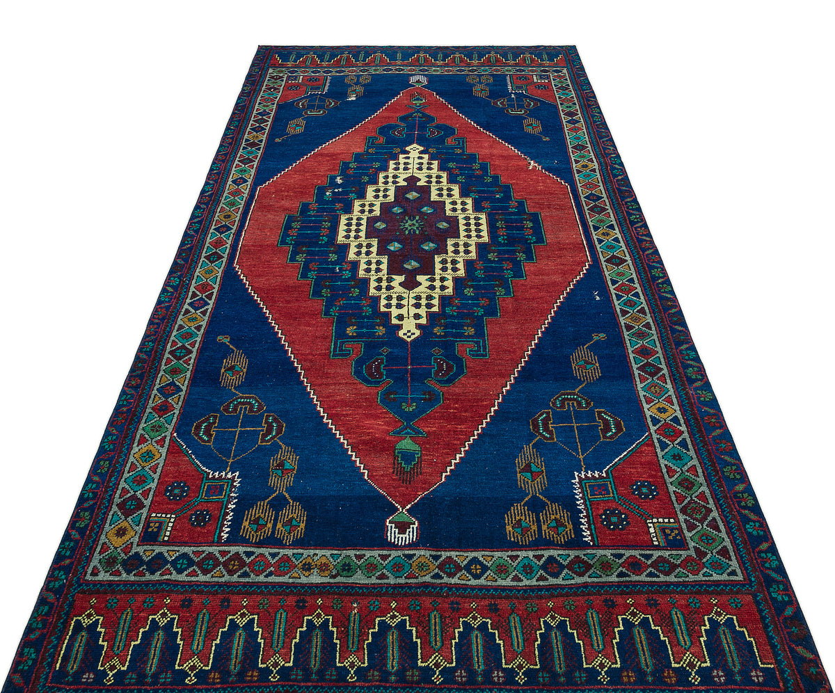 Natural Anatolium Turkish Vintage Rug 4&#39;6&#39;&#39; x 9&#39;11&#39;&#39; ft 138 x 302 cm