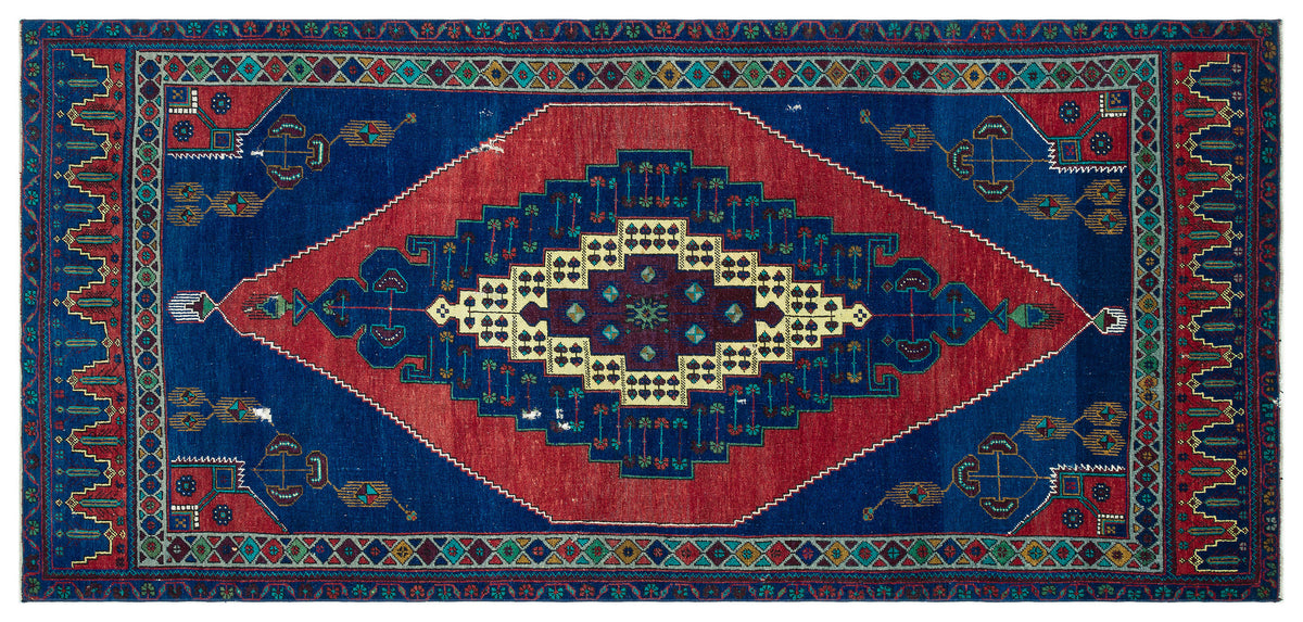 Natural Anatolium Turkish Vintage Rug 4&#39;6&#39;&#39; x 9&#39;11&#39;&#39; ft 138 x 302 cm