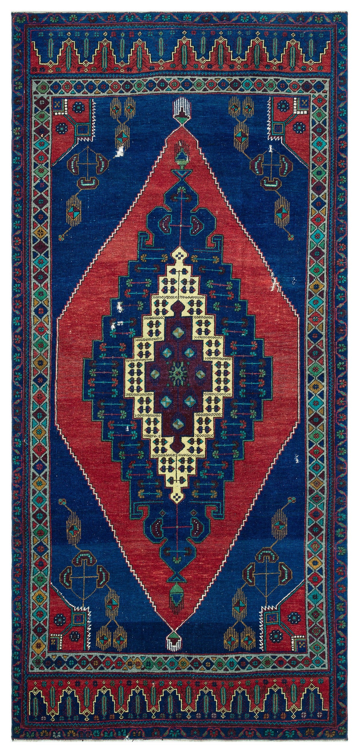 Natural Anatolium Turkish Vintage Rug 4&#39;6&#39;&#39; x 9&#39;11&#39;&#39; ft 138 x 302 cm