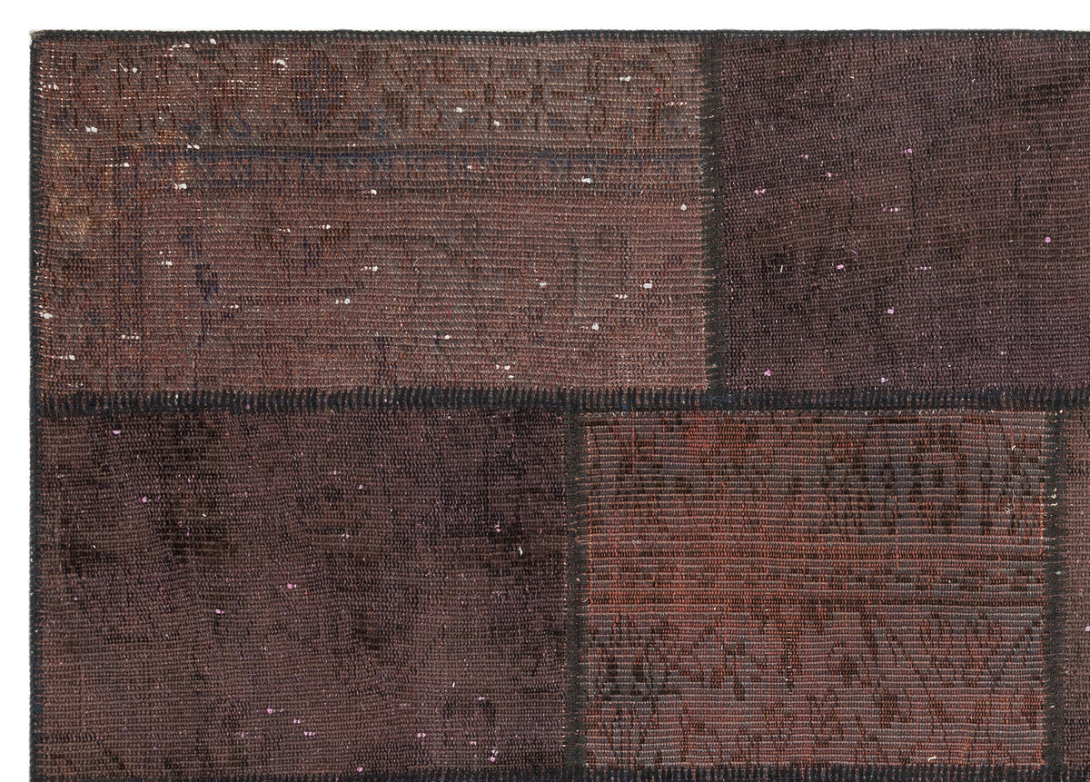 Brown Over Dyed Patchwork Unique Rug 5&#39;3&#39;&#39; x 7&#39;7&#39;&#39; ft 161 x 230 cm