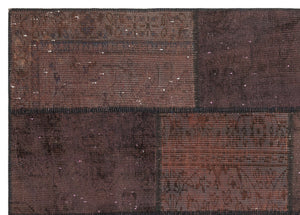 Brown Over Dyed Patchwork Unique Rug 5'3'' x 7'7'' ft 161 x 230 cm
