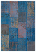 Blue Over Dyed Patchwork Unique Rug 5'4'' x 7'8'' ft 162 x 234 cm