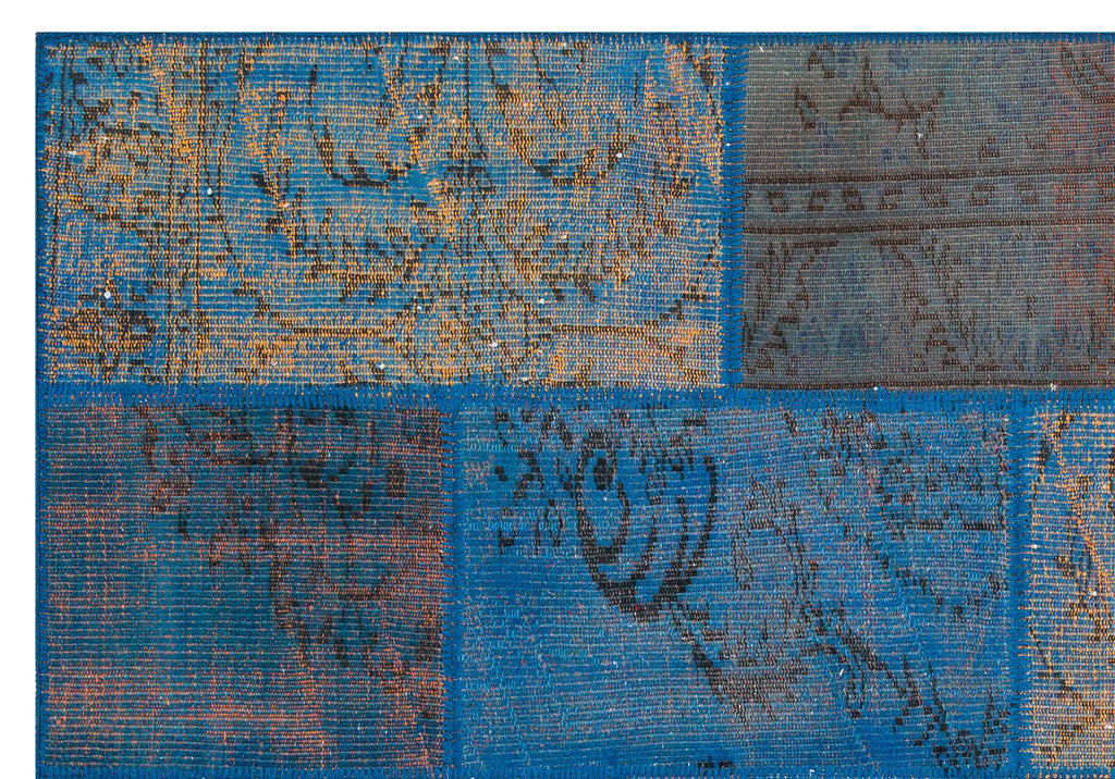 Blue Over Dyed Patchwork Unique Rug 5'4'' x 7'8'' ft 162 x 234 cm