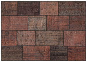 Brown Over Dyed Patchwork Unique Rug 5'4'' x 7'8'' ft 162 x 233 cm
