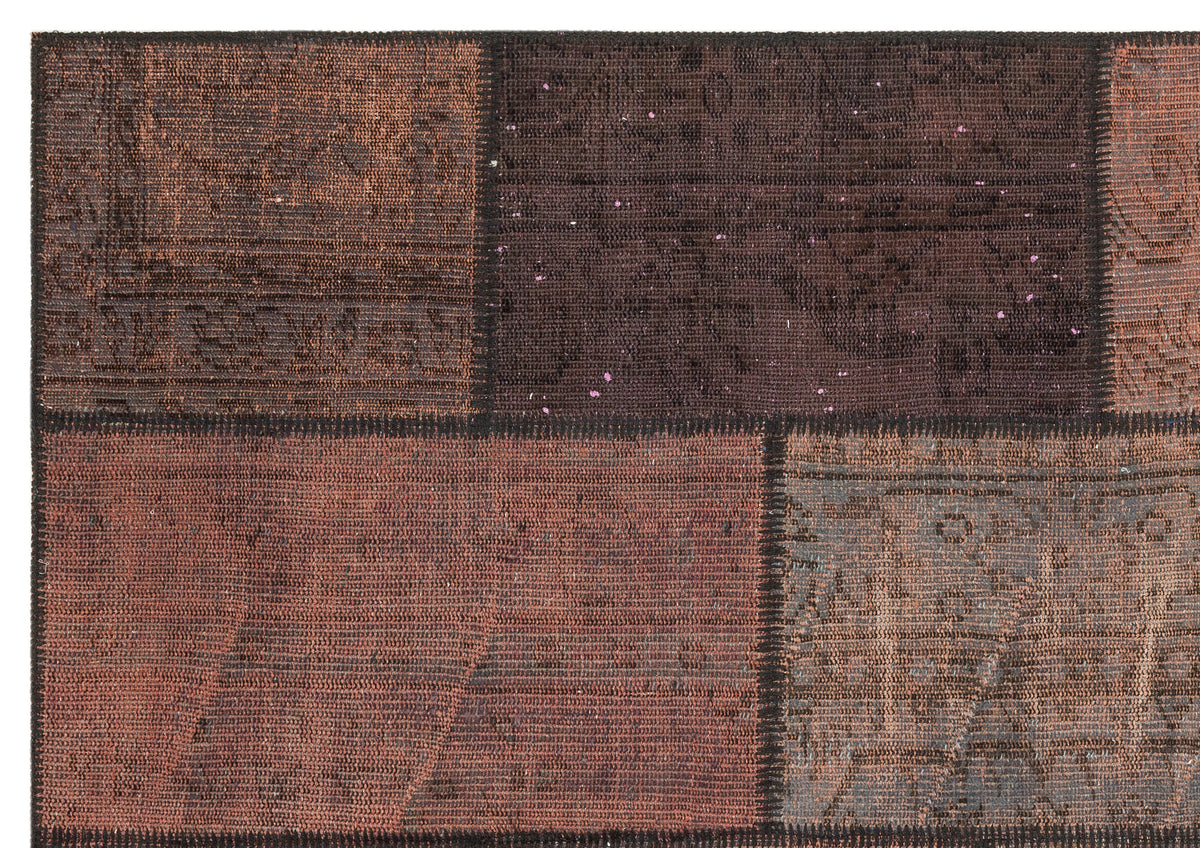 Brown Over Dyed Patchwork Unique Rug 5&#39;4&#39;&#39; x 7&#39;8&#39;&#39; ft 162 x 233 cm