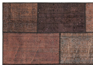 Brown Over Dyed Patchwork Unique Rug 5'4'' x 7'8'' ft 162 x 233 cm
