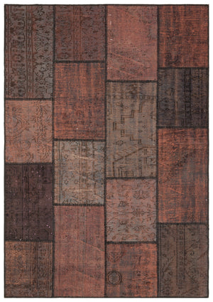 Brown Over Dyed Patchwork Unique Rug 5'4'' x 7'8'' ft 162 x 233 cm