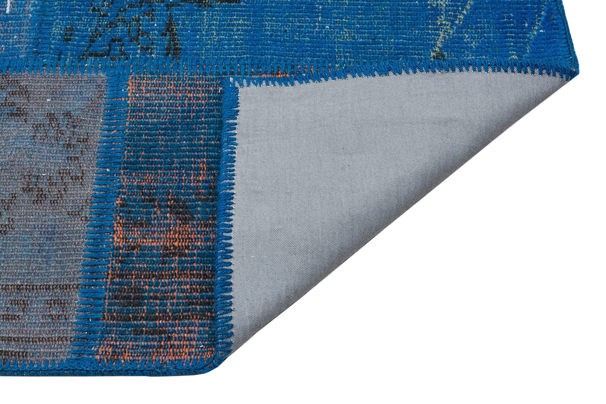Blue Over Dyed Patchwork Unique Rug 5&#39;4&#39;&#39; x 7&#39;7&#39;&#39; ft 163 x 232 cm