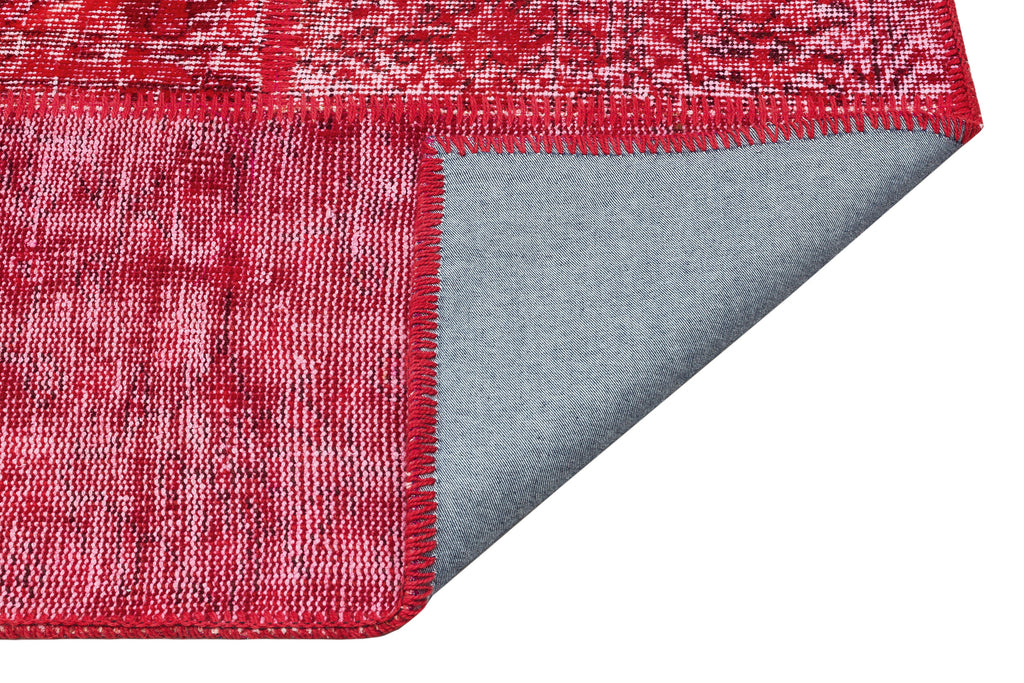 Red Over Dyed Patchwork Unique Rug 5'3'' x 7'6'' ft 161 x 229 cm