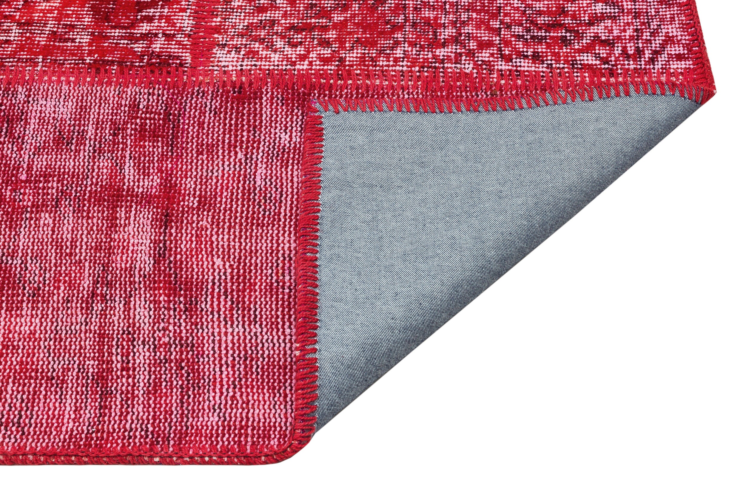 Red Over Dyed Patchwork Unique Rug 5'3'' x 7'6'' ft 161 x 229 cm