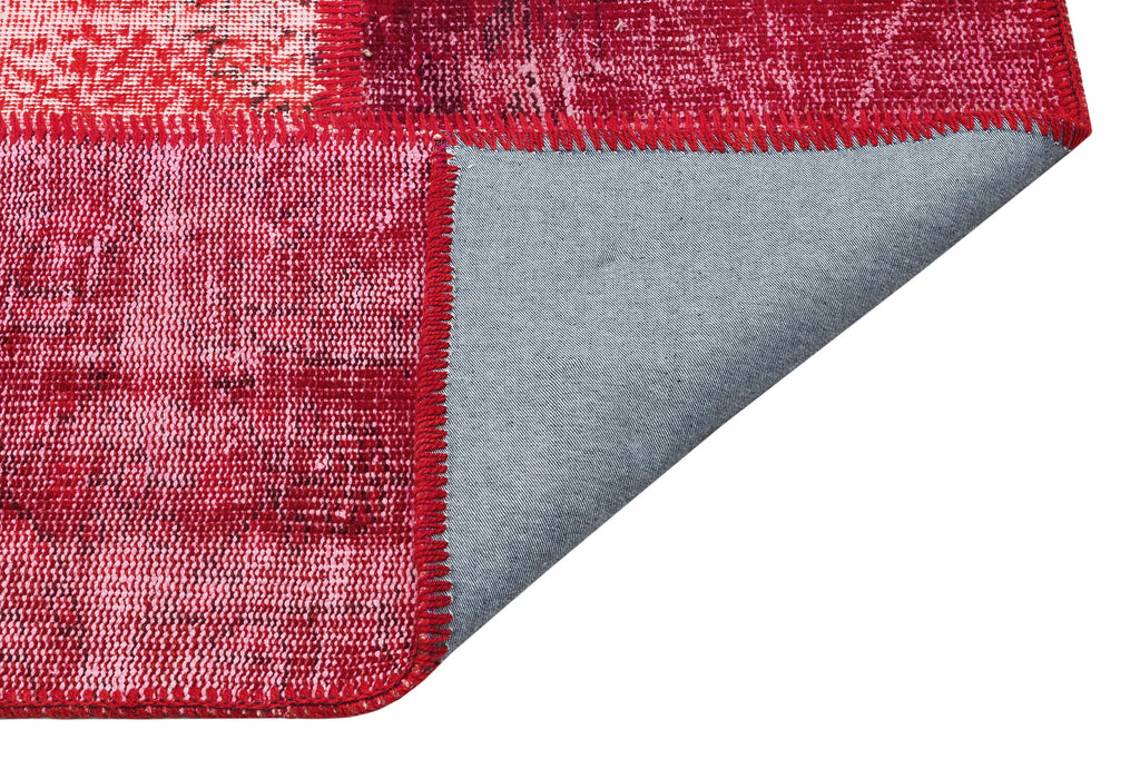 Red Over Dyed Patchwork Unique Rug 5'3'' x 7'5'' ft 159 x 227 cm