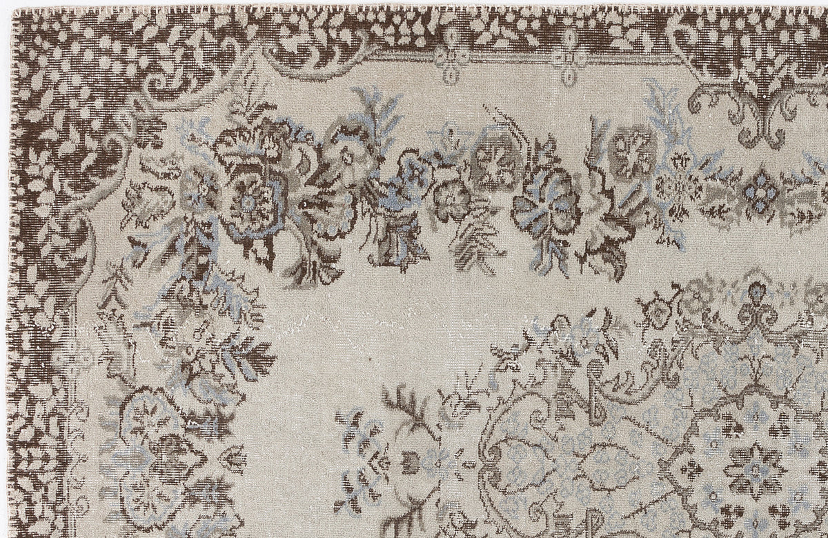 Beige Over Dyed Vintage Rug 5&#39;8&#39;&#39; x 9&#39;4&#39;&#39; ft 172 x 284 cm