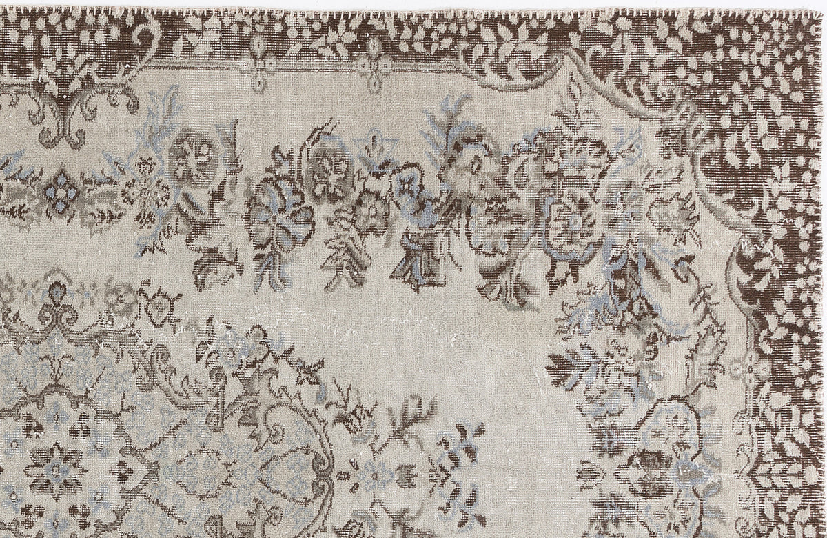 Beige Over Dyed Vintage Rug 5&#39;8&#39;&#39; x 9&#39;4&#39;&#39; ft 172 x 284 cm