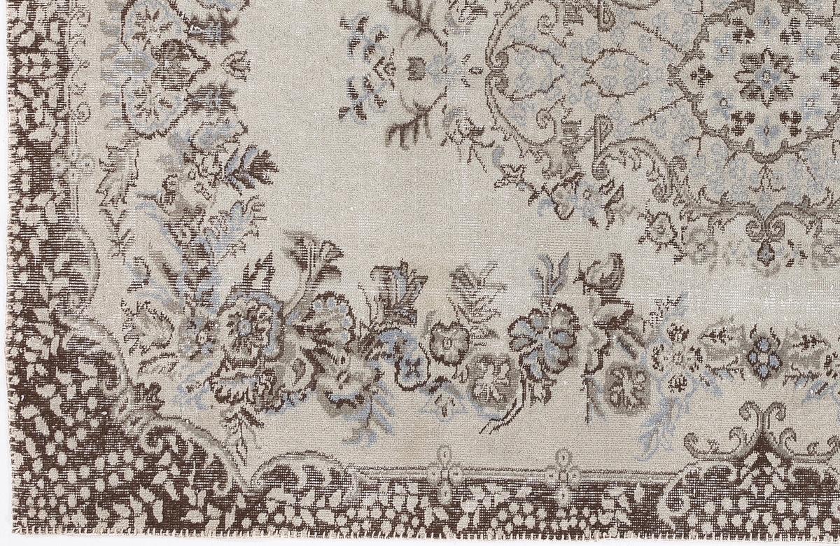 Beige Over Dyed Vintage Rug 5&#39;8&#39;&#39; x 9&#39;4&#39;&#39; ft 172 x 284 cm