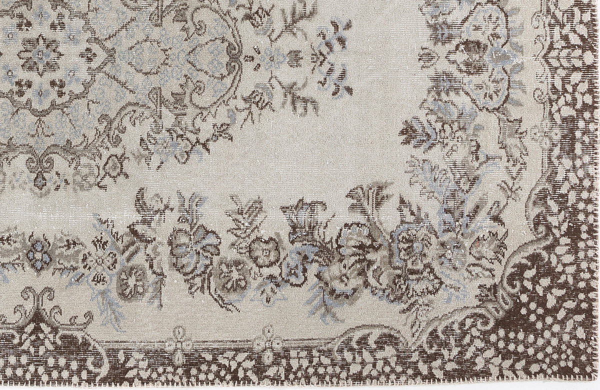 Beige Over Dyed Vintage Rug 5&#39;8&#39;&#39; x 9&#39;4&#39;&#39; ft 172 x 284 cm