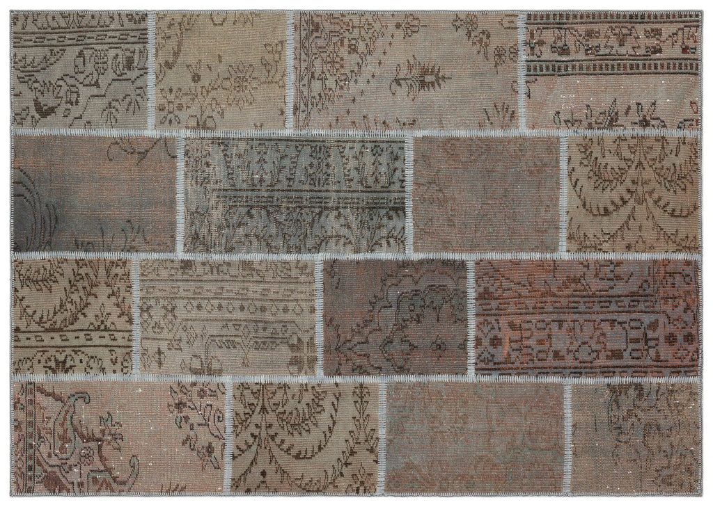 Gray Over Dyed Patchwork Unique Rug 5'4'' x 7'7'' ft 163 x 230 cm