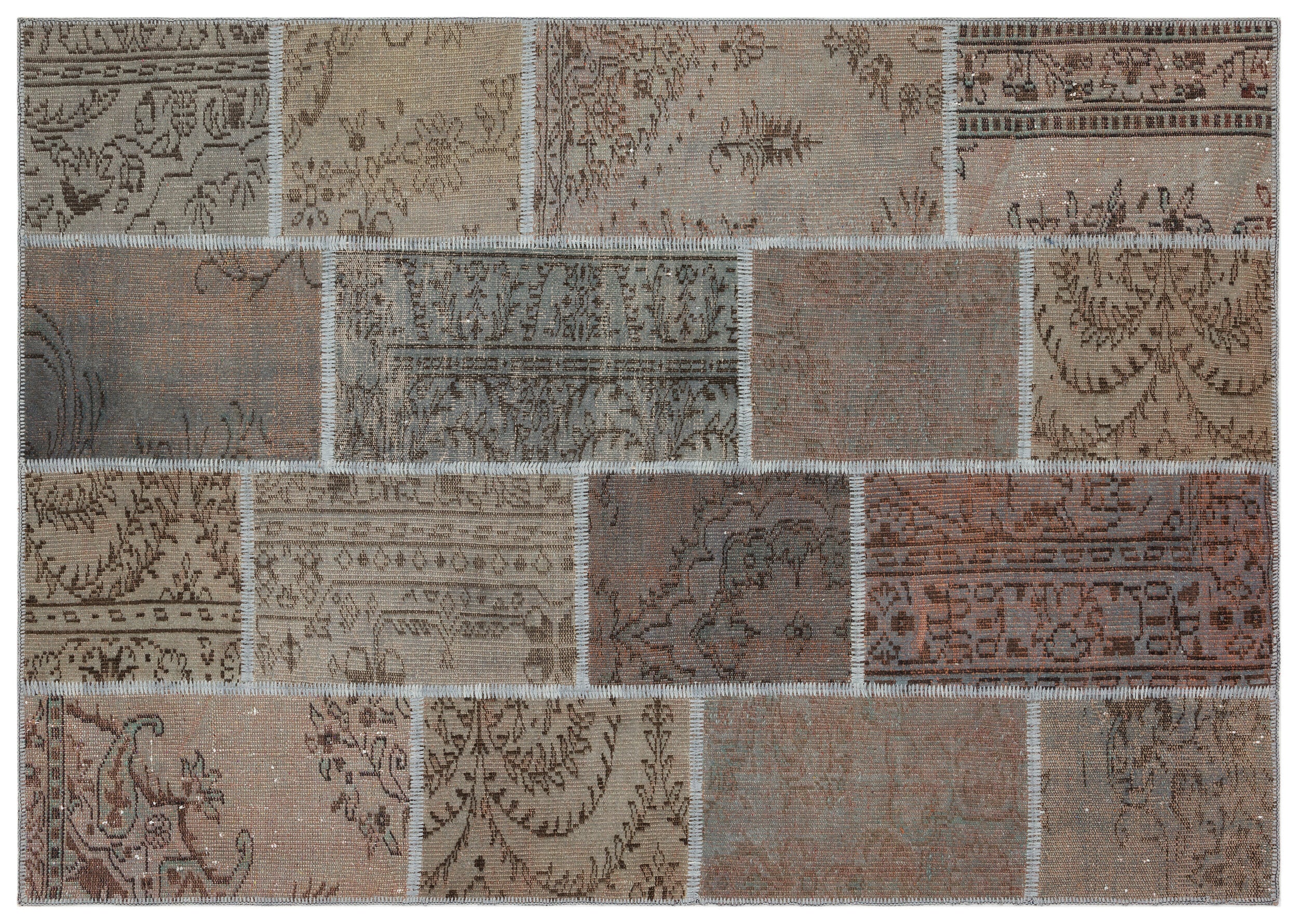 Gray Over Dyed Patchwork Unique Rug 5'4'' x 7'7'' ft 163 x 230 cm