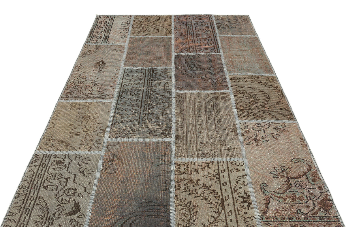 Gray Over Dyed Patchwork Unique Rug 5&#39;4&#39;&#39; x 7&#39;7&#39;&#39; ft 163 x 230 cm