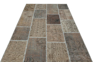 Gray Over Dyed Patchwork Unique Rug 5'3'' x 7'8'' ft 161 x 233 cm
