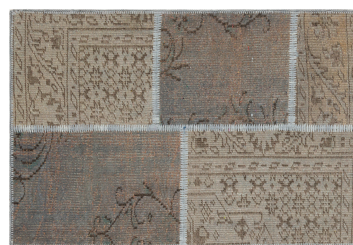Gray Over Dyed Patchwork Unique Rug 5&#39;3&#39;&#39; x 7&#39;8&#39;&#39; ft 161 x 233 cm