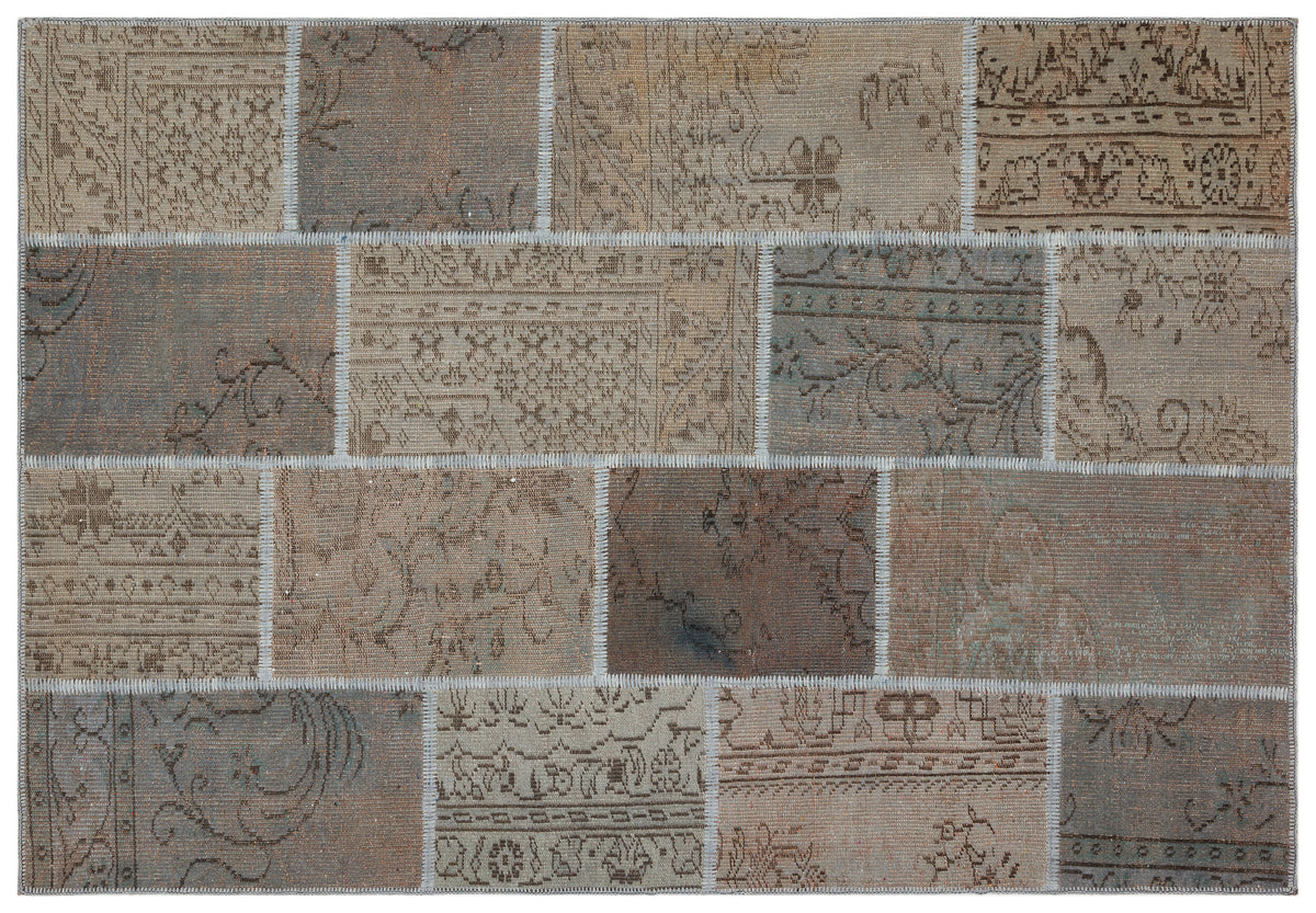 Gray Over Dyed Patchwork Unique Rug 5&#39;3&#39;&#39; x 7&#39;8&#39;&#39; ft 161 x 233 cm