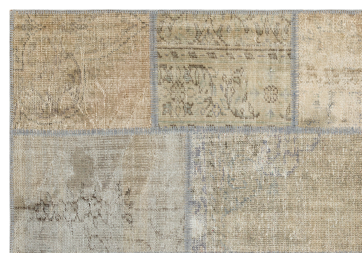 Beige Over Dyed Patchwork Unique Rug 5&#39;4&#39;&#39; x 7&#39;7&#39;&#39; ft 162 x 232 cm