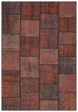 Brown Over Dyed Patchwork Unique Rug 5'3'' x 7'7'' ft 161 x 232 cm