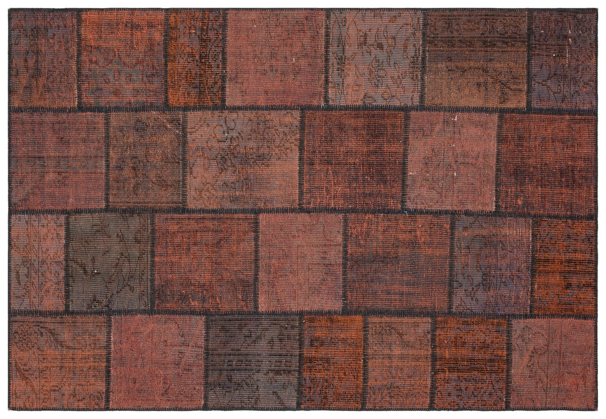 Brown Over Dyed Patchwork Unique Rug 5&#39;3&#39;&#39; x 7&#39;7&#39;&#39; ft 161 x 232 cm
