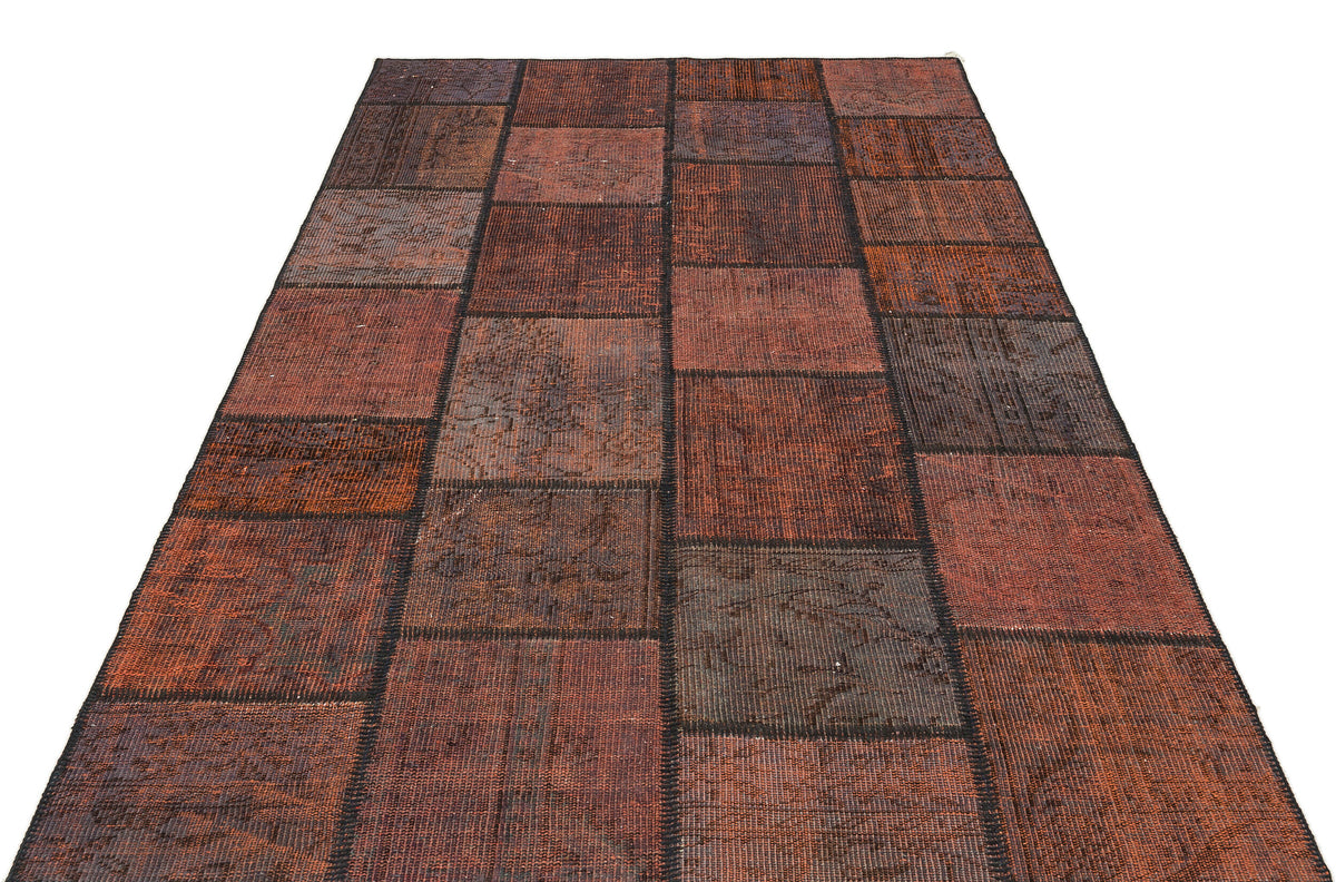 Brown Over Dyed Patchwork Unique Rug 5&#39;3&#39;&#39; x 7&#39;7&#39;&#39; ft 161 x 232 cm