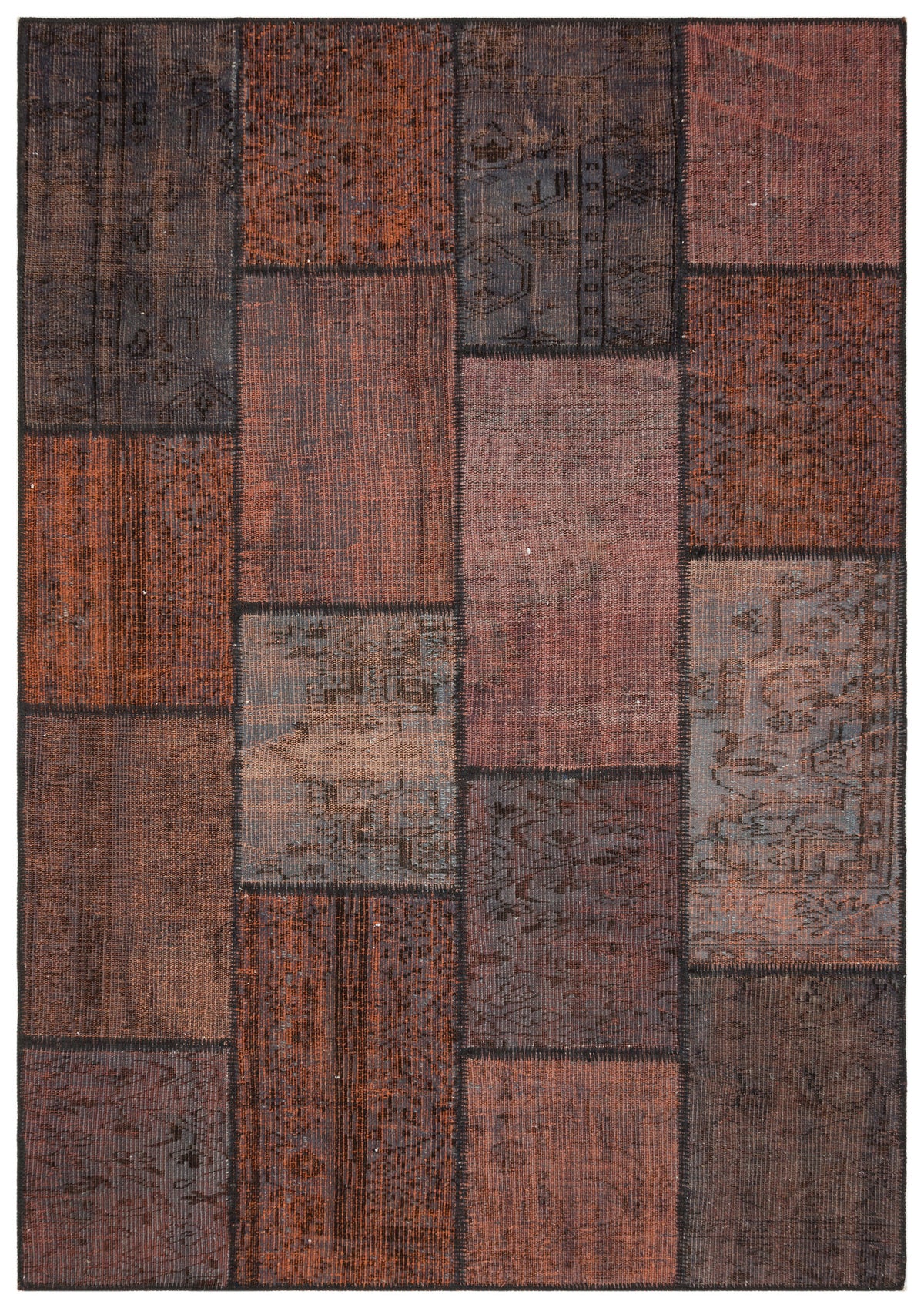 Brown Over Dyed Patchwork Unique Rug 5&#39;4&#39;&#39; x 7&#39;8&#39;&#39; ft 162 x 233 cm