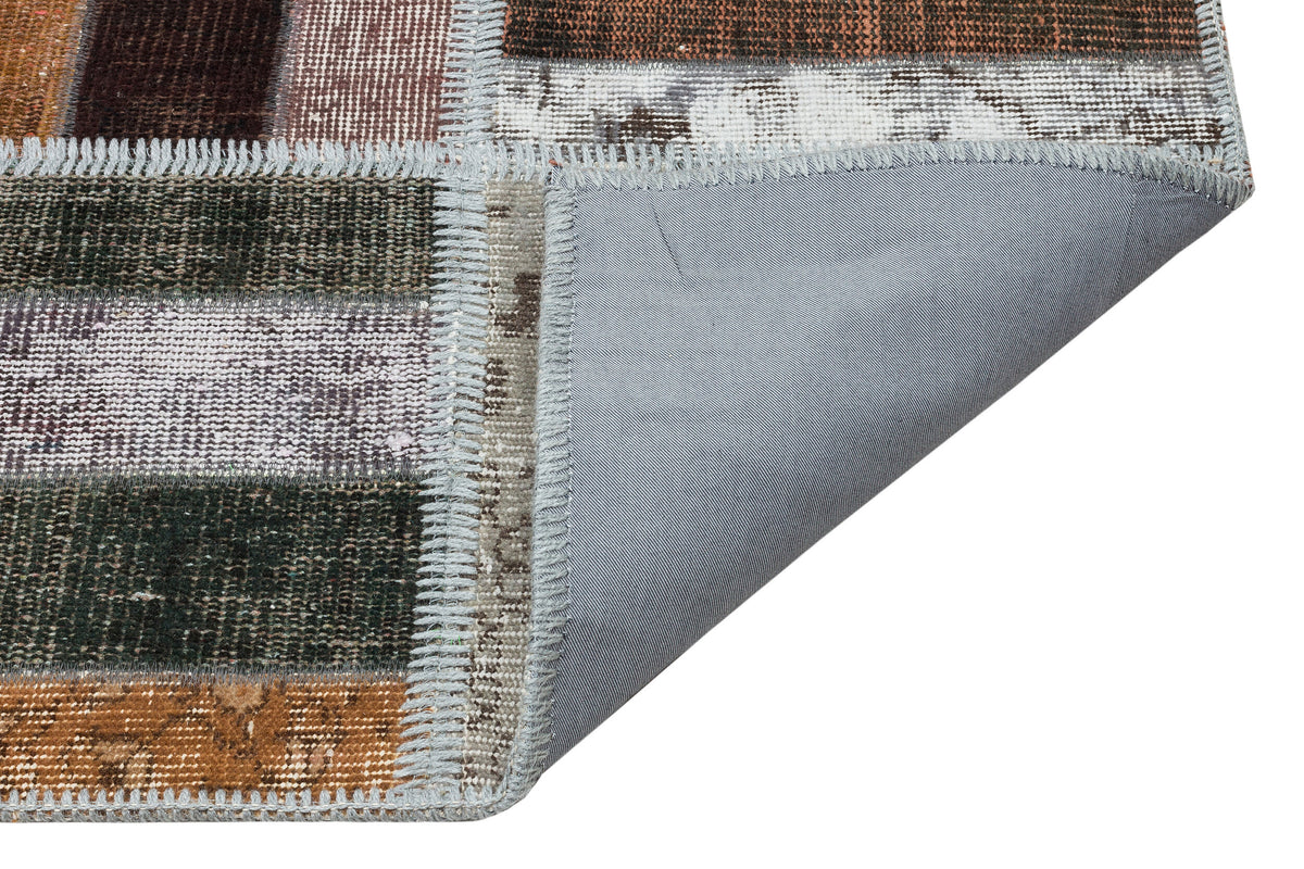 Brown Over Dyed Patchwork Unique Rug 5&#39;3&#39;&#39; x 7&#39;12&#39;&#39; ft 161 x 243 cm