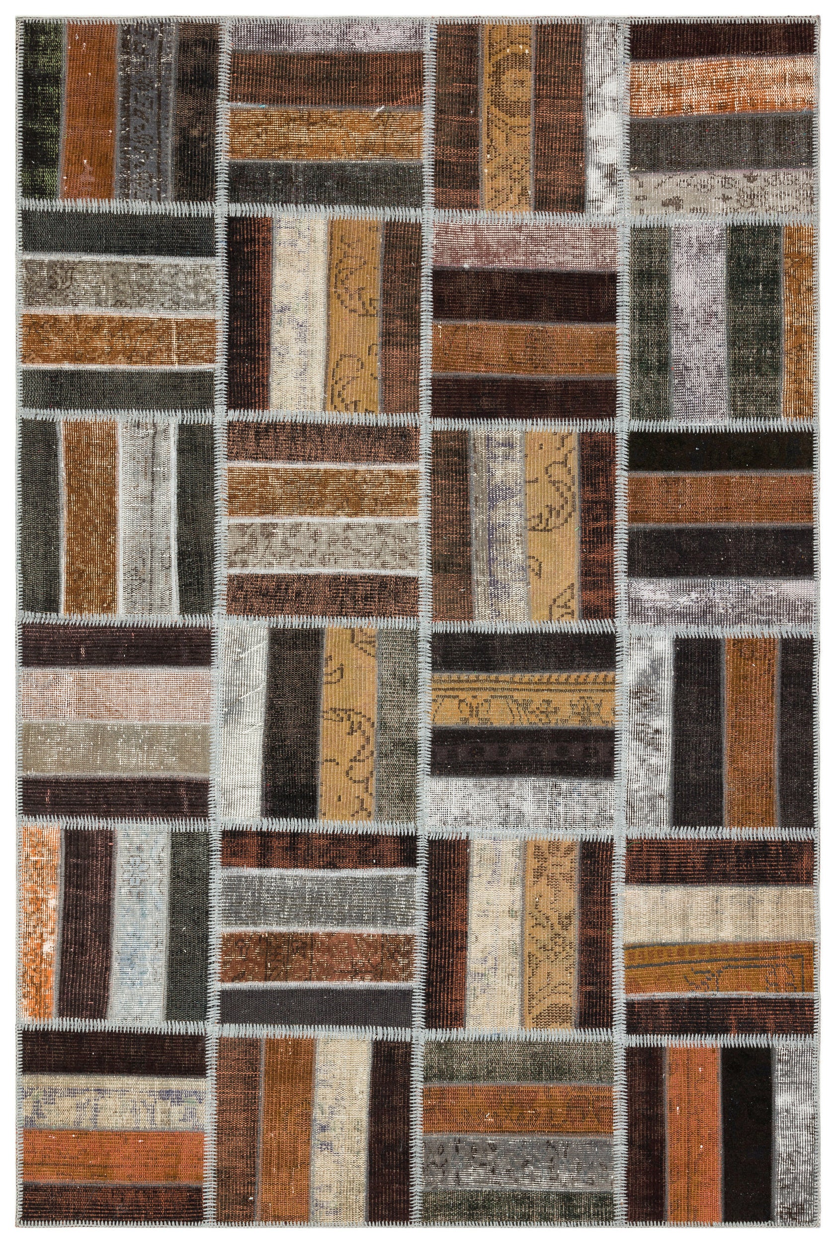 Brown Over Dyed Patchwork Unique Rug 5'3'' x 7'12'' ft 161 x 243 cm