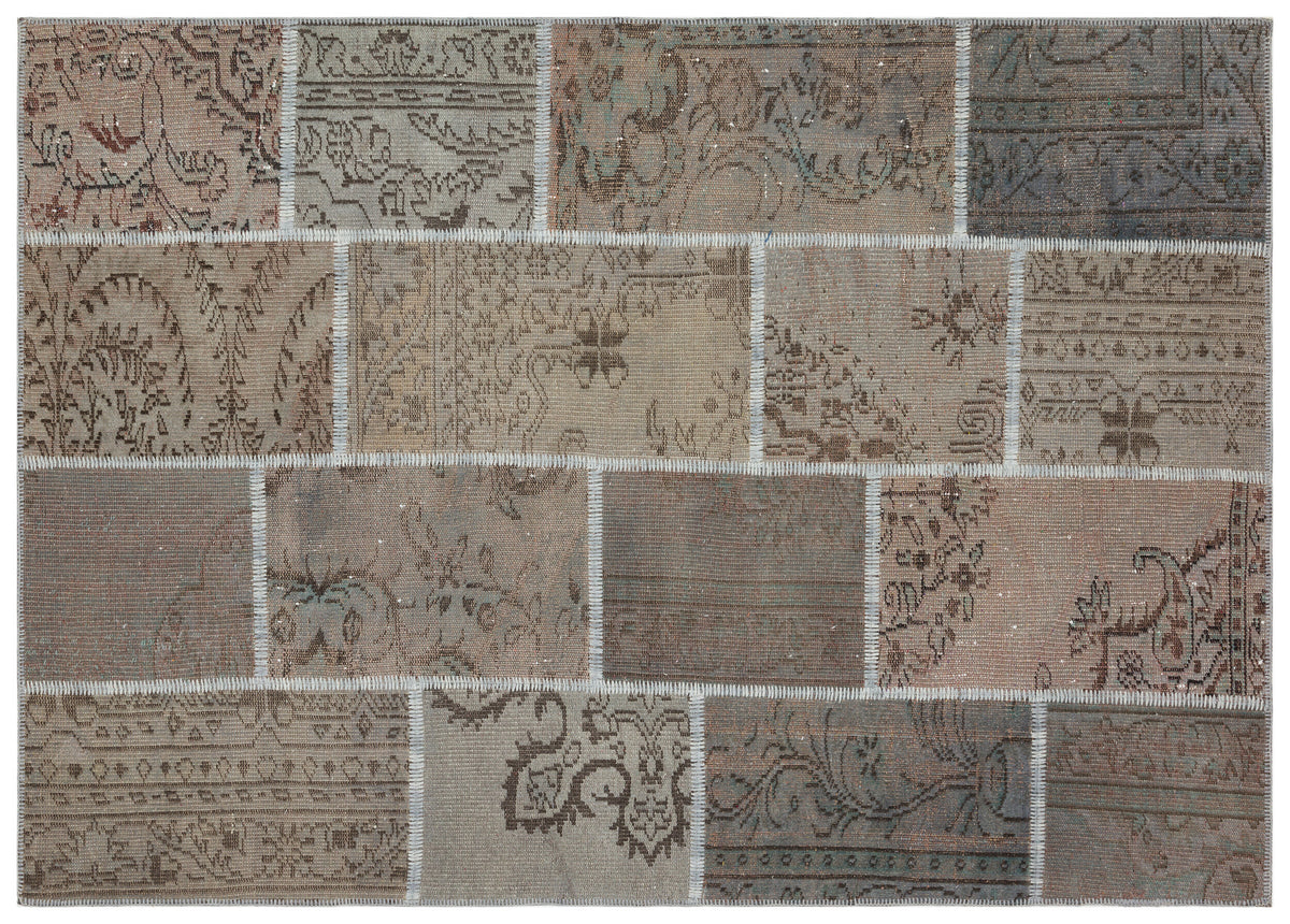 Gray Over Dyed Patchwork Unique Rug 5&#39;4&#39;&#39; x 7&#39;6&#39;&#39; ft 162 x 228 cm