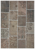 Gray Over Dyed Patchwork Unique Rug 5'4'' x 7'6'' ft 162 x 228 cm