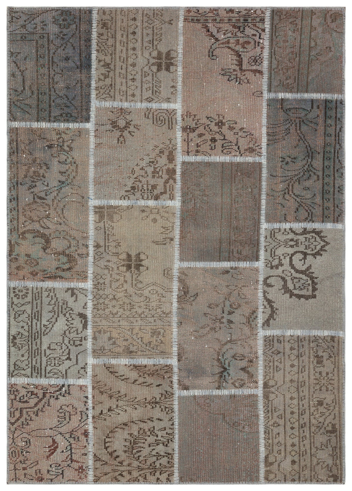 Gray Over Dyed Patchwork Unique Rug 5&#39;4&#39;&#39; x 7&#39;6&#39;&#39; ft 162 x 228 cm