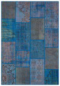 Blue Over Dyed Patchwork Unique Rug 5'4'' x 7'7'' ft 162 x 231 cm