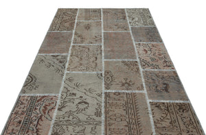 Beige Over Dyed Patchwork Unique Rug 5'3'' x 7'7'' ft 161 x 232 cm