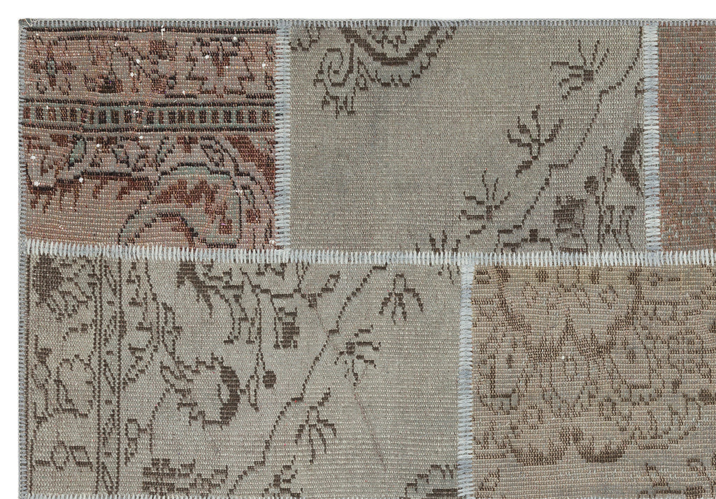 Beige Over Dyed Patchwork Unique Rug 5'3'' x 7'7'' ft 161 x 232 cm