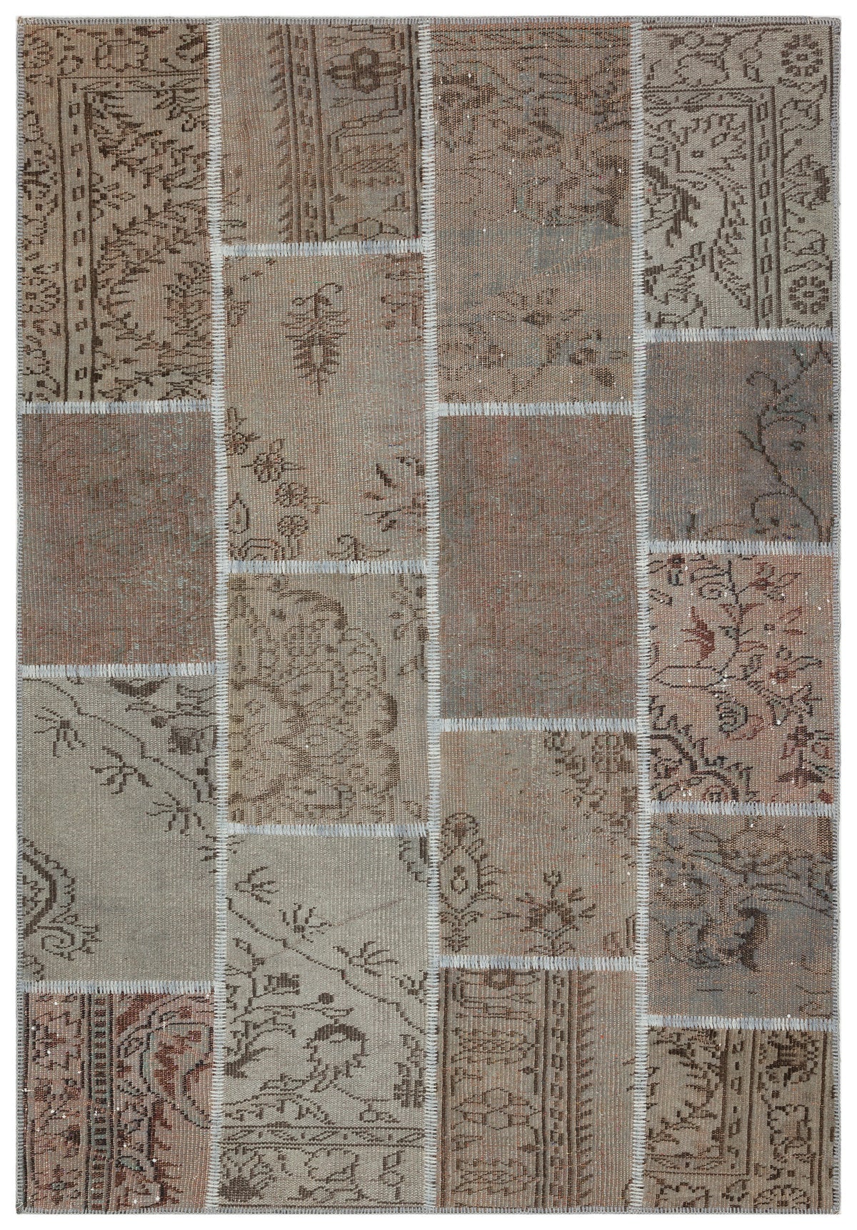 Beige Over Dyed Patchwork Unique Rug 5&#39;3&#39;&#39; x 7&#39;7&#39;&#39; ft 161 x 232 cm