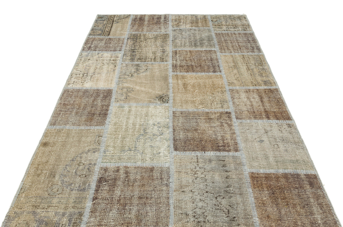 Beige Over Dyed Patchwork Unique Rug 5&#39;3&#39;&#39; x 7&#39;7&#39;&#39; ft 160 x 232 cm