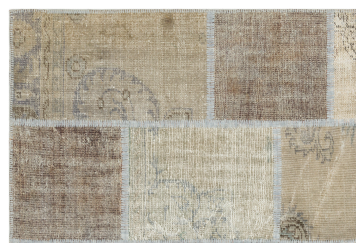 Beige Over Dyed Patchwork Unique Rug 5&#39;3&#39;&#39; x 7&#39;7&#39;&#39; ft 160 x 232 cm
