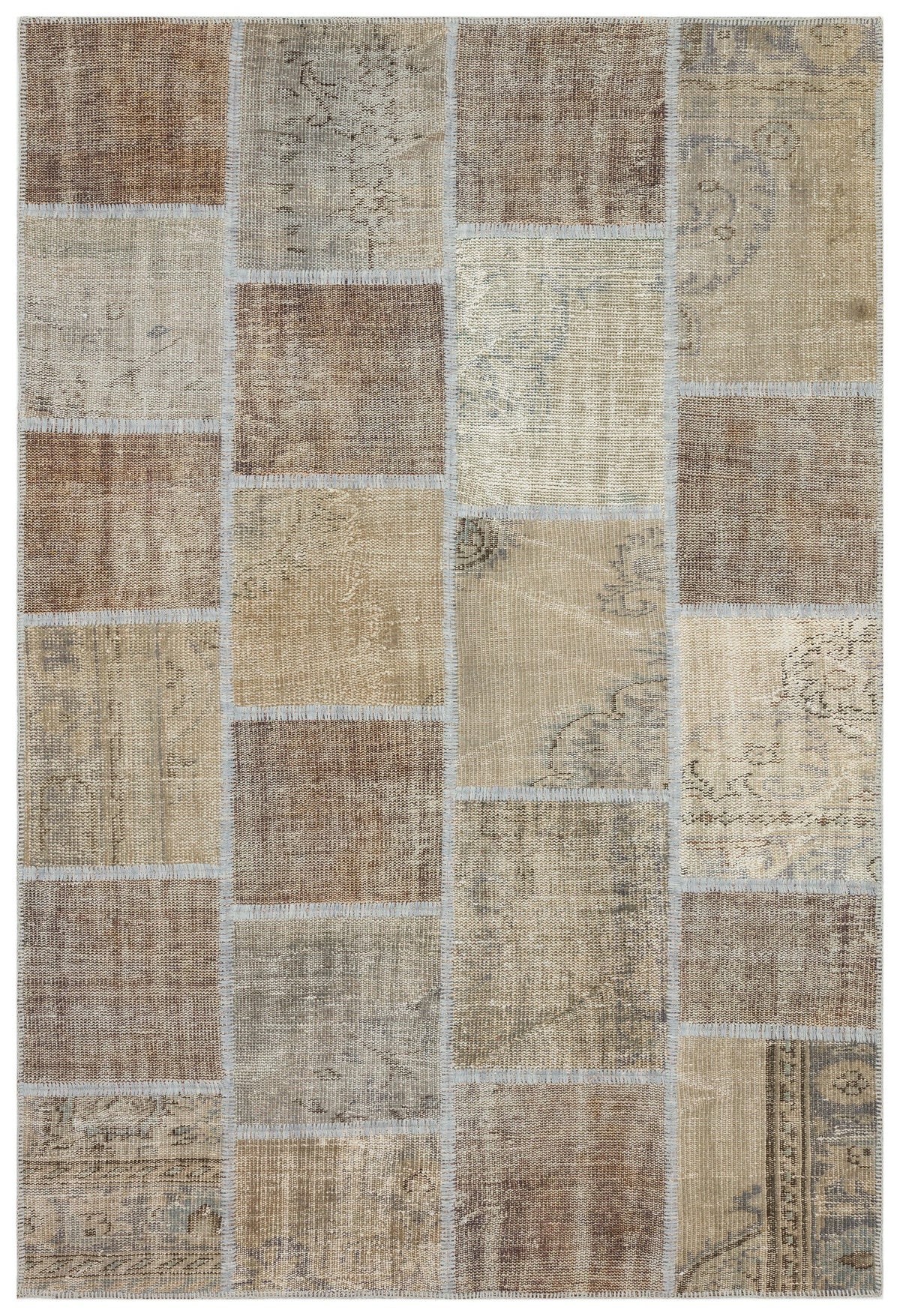 Beige Over Dyed Patchwork Unique Rug 5&#39;3&#39;&#39; x 7&#39;7&#39;&#39; ft 160 x 232 cm