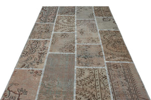 Brown Over Dyed Patchwork Unique Rug 5'3'' x 7'7'' ft 161 x 232 cm