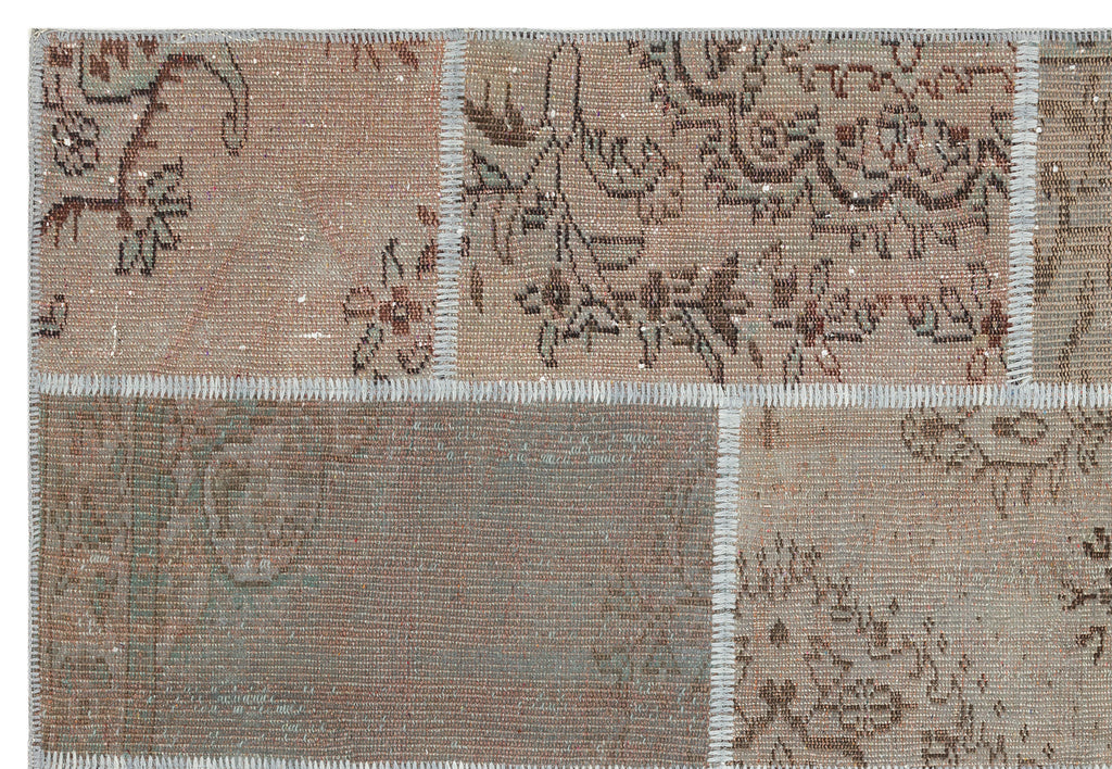 Brown Over Dyed Patchwork Unique Rug 5'3'' x 7'7'' ft 161 x 232 cm