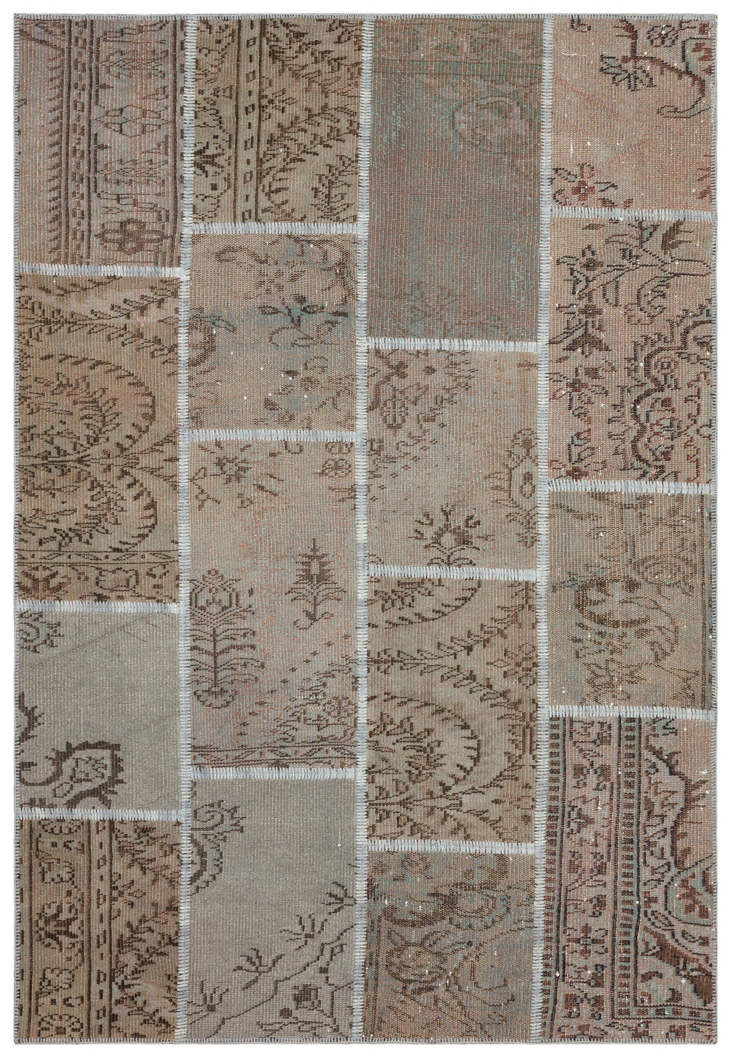 Brown Over Dyed Patchwork Unique Rug 5'3'' x 7'7'' ft 161 x 232 cm
