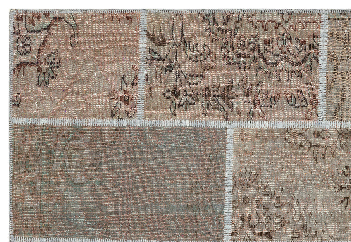 Brown Over Dyed Patchwork Unique Rug 5&#39;3&#39;&#39; x 7&#39;7&#39;&#39; ft 161 x 232 cm