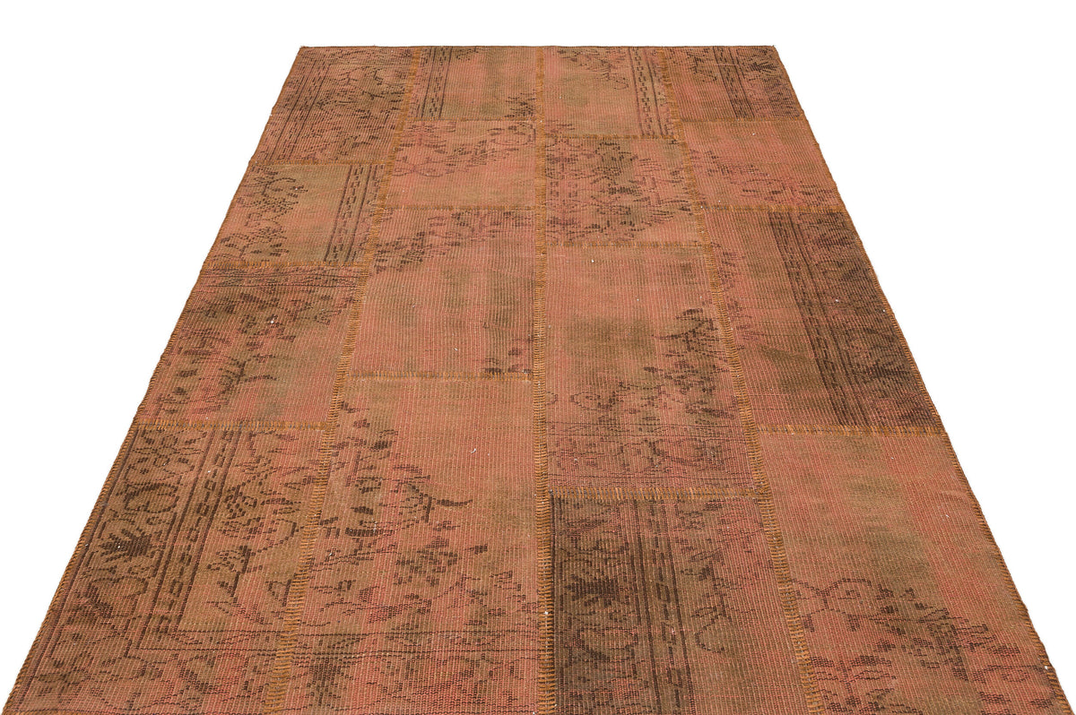 Brown Over Dyed Patchwork Unique Rug 5&#39;4&#39;&#39; x 7&#39;8&#39;&#39; ft 162 x 233 cm