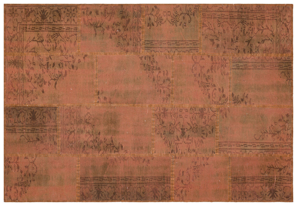 Brown Over Dyed Patchwork Unique Rug 5'4'' x 7'8'' ft 162 x 233 cm