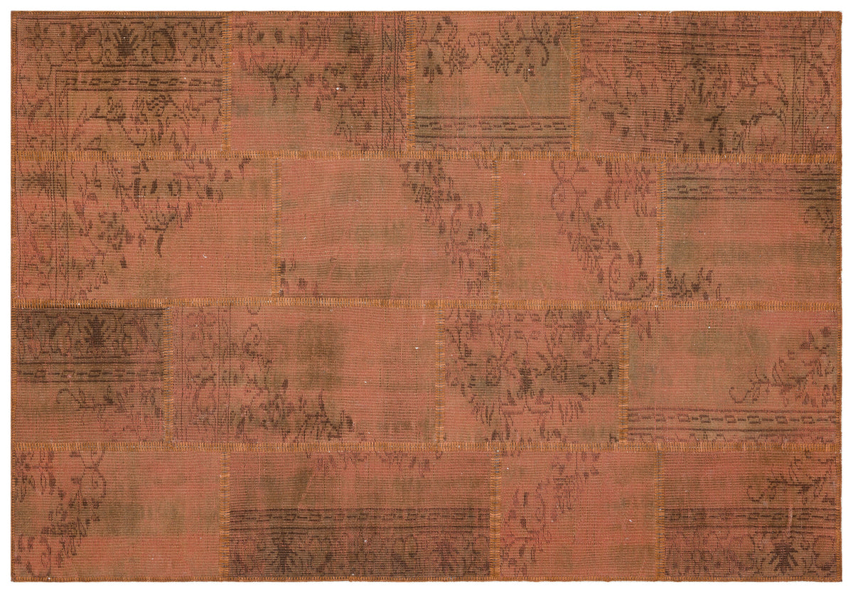 Brown Over Dyed Patchwork Unique Rug 5&#39;4&#39;&#39; x 7&#39;8&#39;&#39; ft 162 x 233 cm